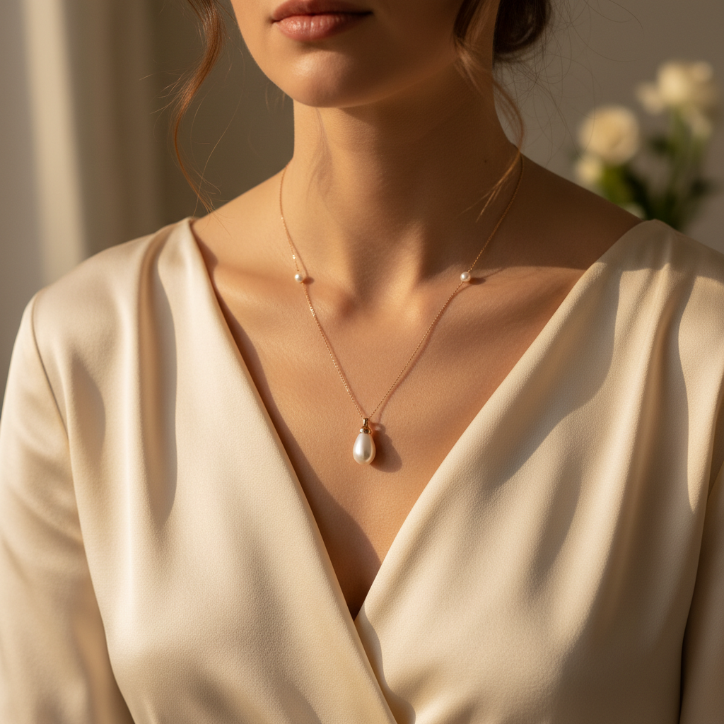 Ushvi Pearl Drop Necklace lifestyle